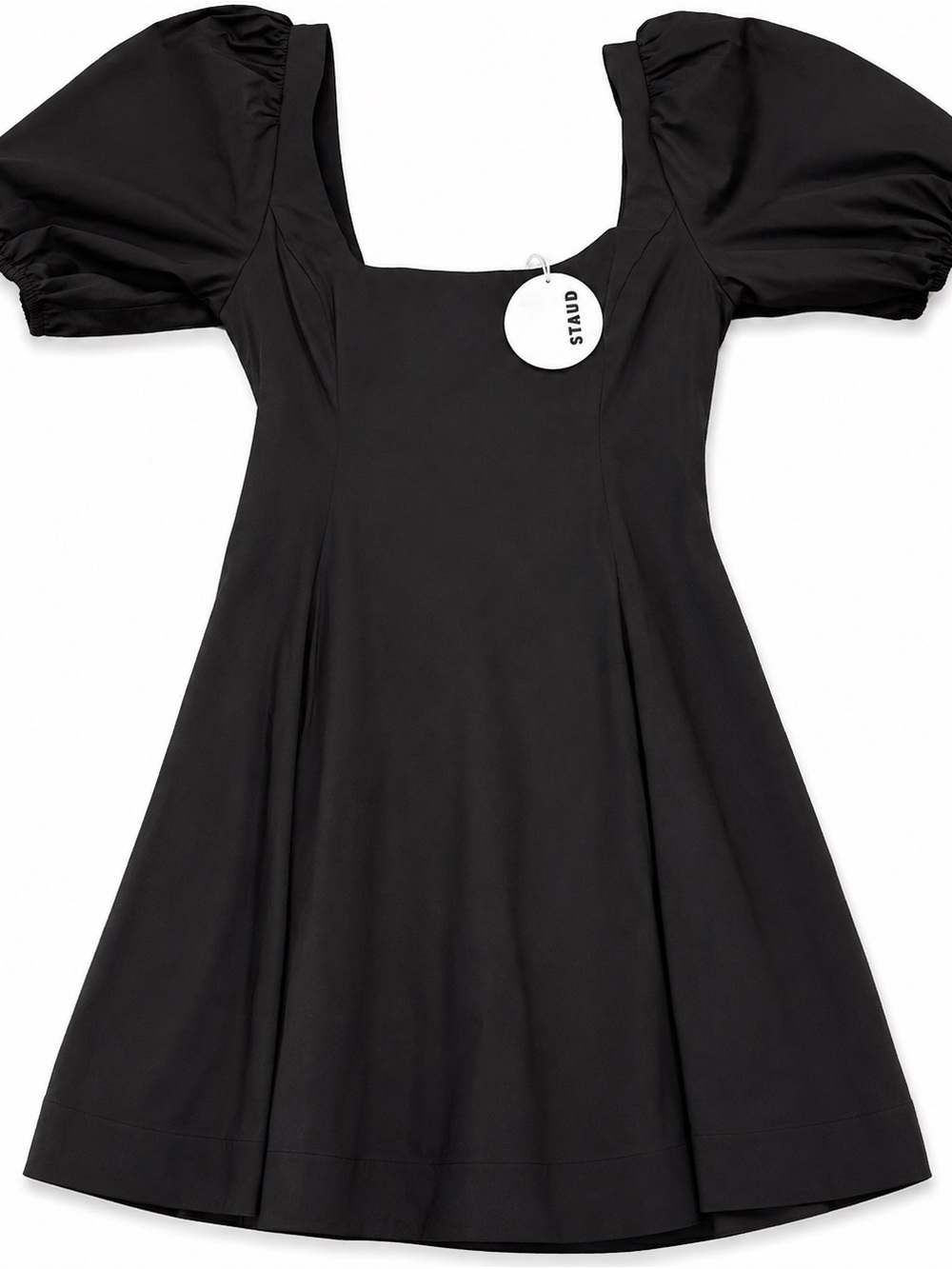 STAUD Black Square-Neck Puff-Sleeve Kids Dress